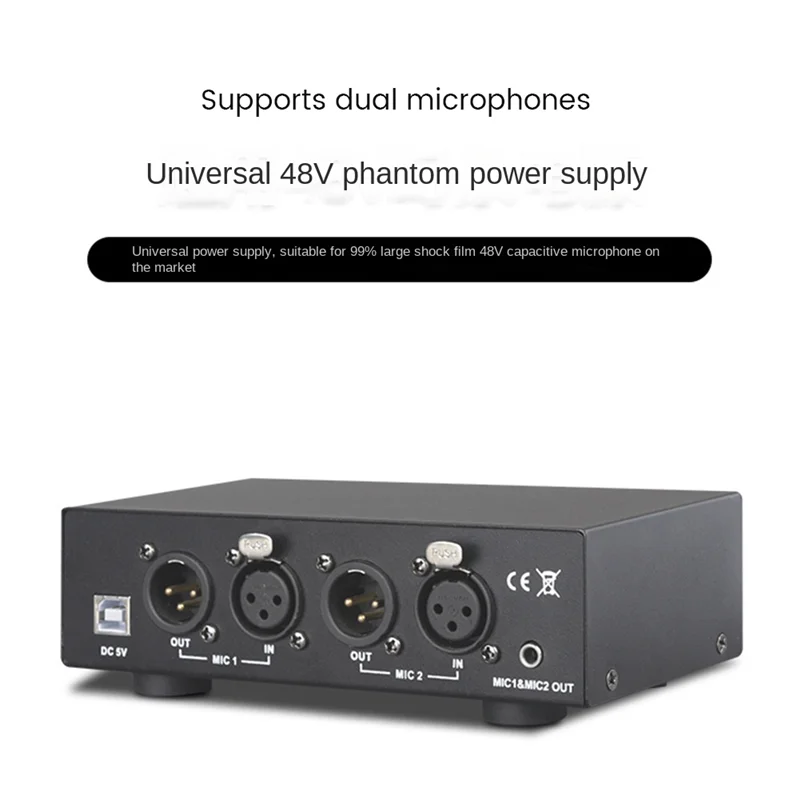 T85C 48V USB Dual Mixed Output Phantom Power Supply for Condenser Microphones Music Recording Equipment