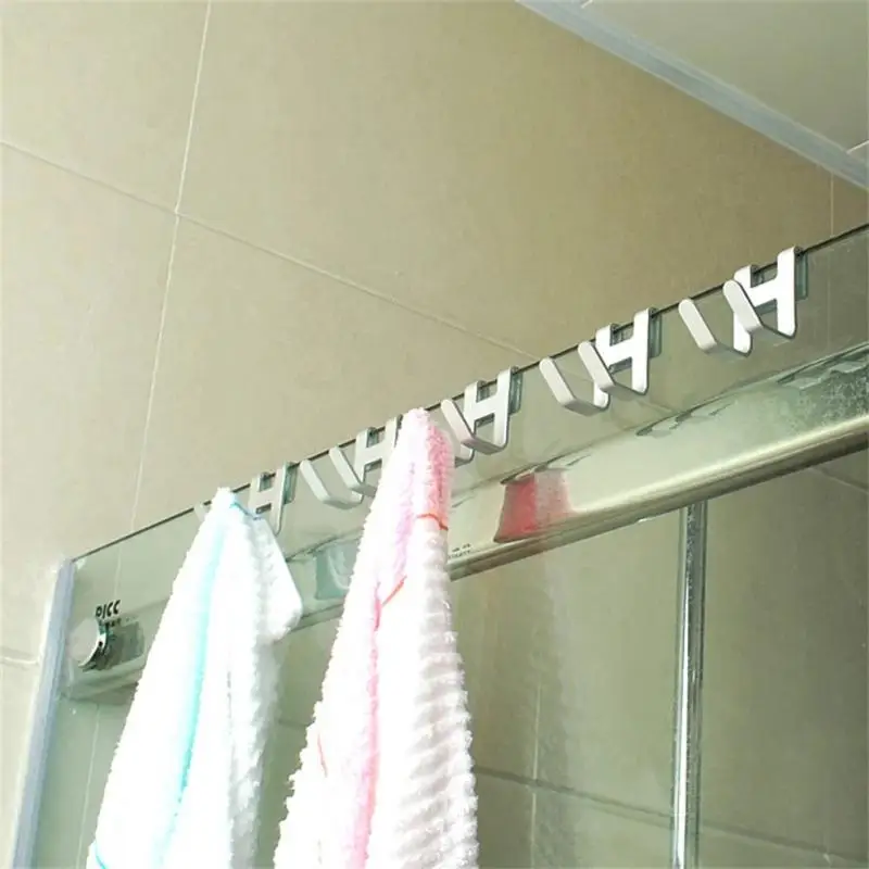 Bathroom Shower Door Back Hook Space Aluminum Over Glass Door Shower Towel Rack Bathroom Bathrobe Hanger Holder Hooks