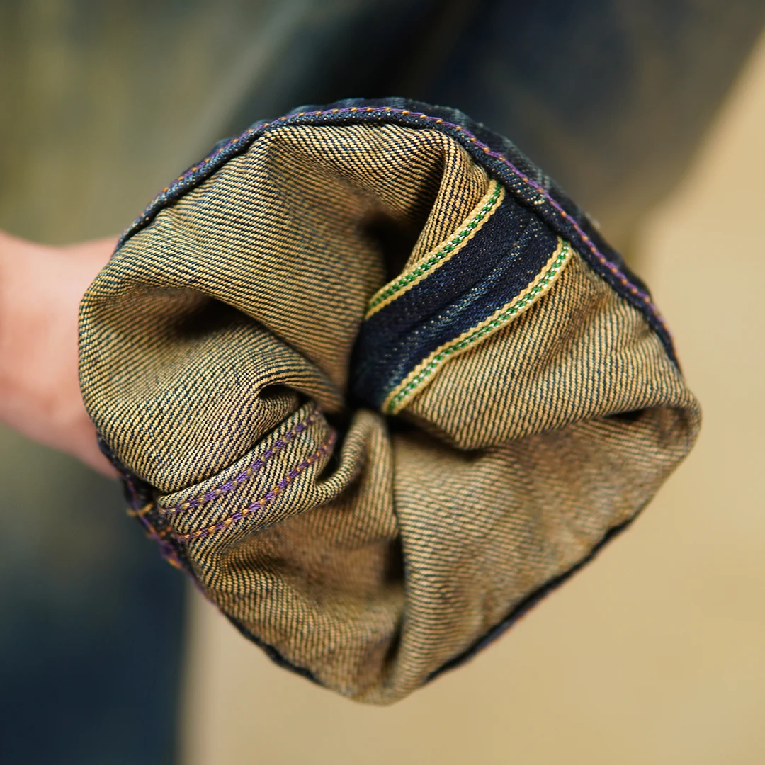 جينز رجالي من القطن 100% Selvedge من قماش الدنيم - 16 أونصة مطرز ثقيل الوزن أمريكي عتيق مغسول بأرجل مستقيمة لخريف 2025 5 كجم #4