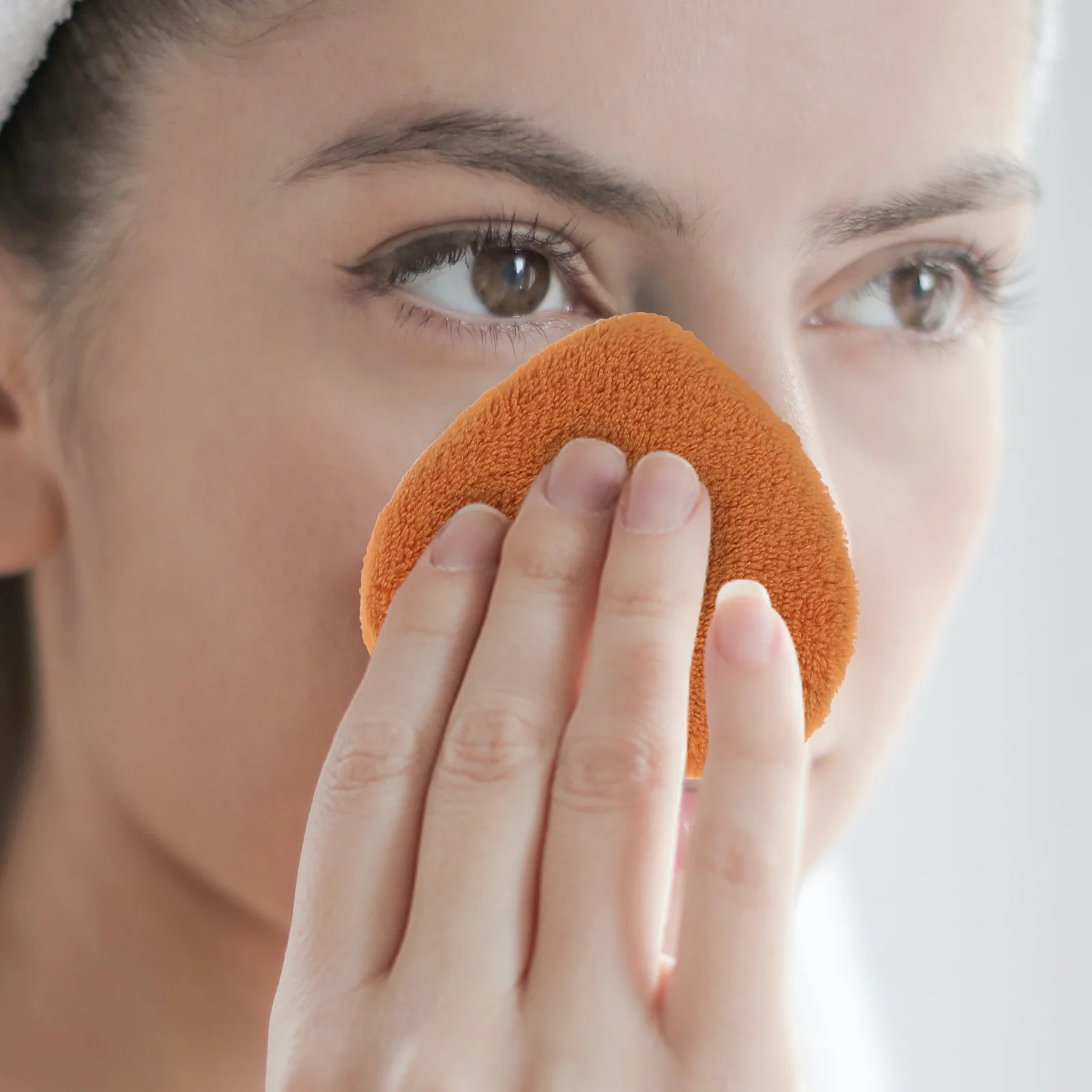 4pcs Powder Puff Soft Fiber Cotton Hearts Mini Breathable Portable Comfortable Ribbon Loose Round Makeup Removing