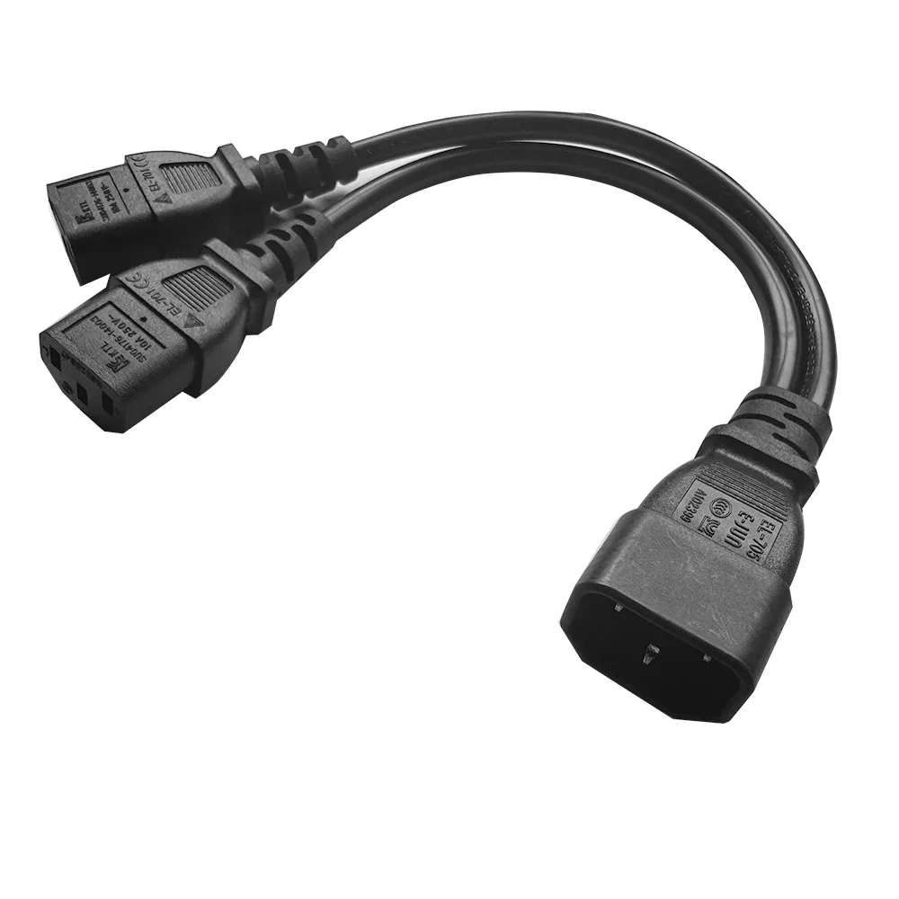 AC Power Splitter Cable IEC 320 Y Splitter Power Cord IEC 320 C14 to Dual C13 Splitter Cord IEC320 C14 Male to 2X C13 Female