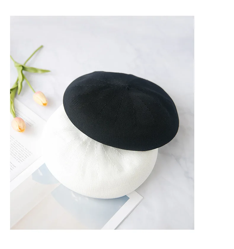 New 11 colors beret solid hat female knit acrylic cap spring summer autumn hat solid color top quality Women Boina Wholesale