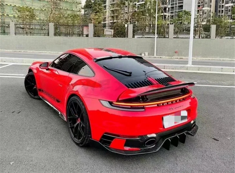For Porsche 911 992 2019-2024 Carbon Fiber Front Lip Rear Diffuser Side Skirt Body Kit Trunk Spoiler Upgrade Refit Splitter