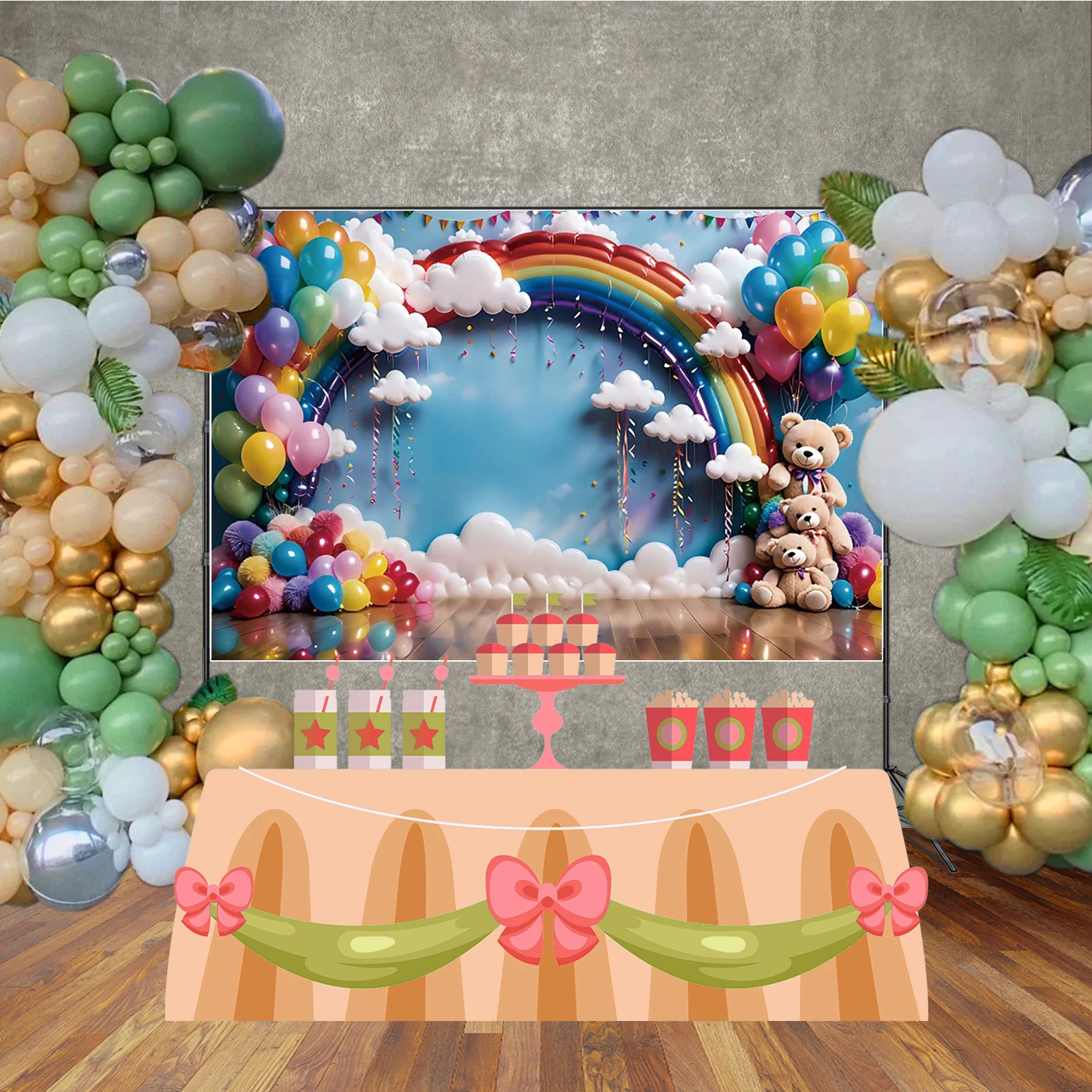 MOON.QG استحمام الطفل عيد ميلاد التصوير خلفية تيدي بير يونيكورن حورية البحر فوتوزون خلفية الطفل حفلة استوديو كابينة تصوير