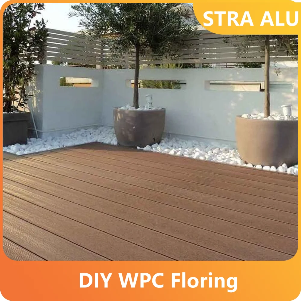 

3 items DIY outdoor wood-plastic floor,Wood-plastic composite wood-plastic pavement floor engineering wooden floor is easy
