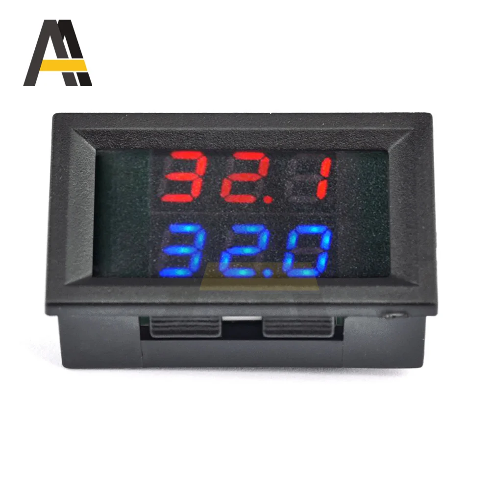 3 Digit Dual-display Digital Thermometet DC4-28V 15mA Red Blue Display  Digital Thermoregulator with NTC Waterproof Dual Probe