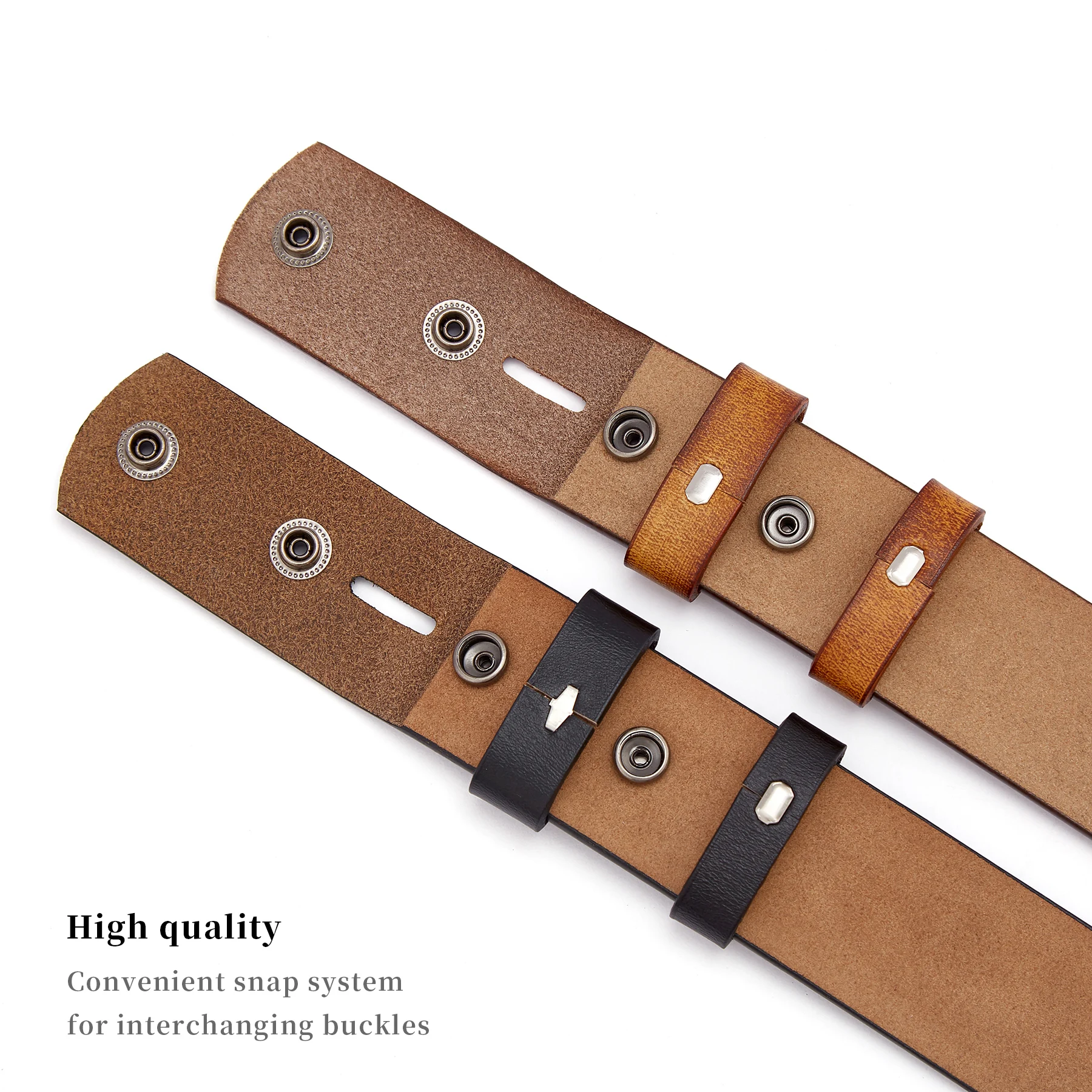 2024 Belts Without Buckle Two Layer Embossed Cowhide No Buckle Strap Pin Buckle Belt Body High Quality Male Belts Ideal Gifts