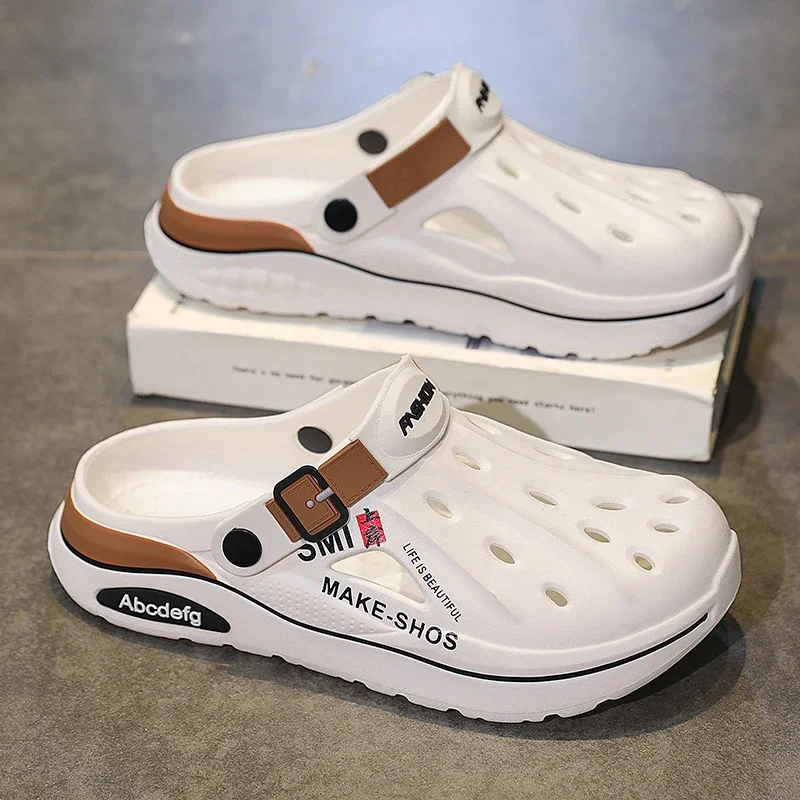 Летние мужские тапочки, классические стельки из ЭВА, мужская обувь, водонепроницаемые садовые сабо с поддержкой свода стопы для мужчин, пляжная обувь