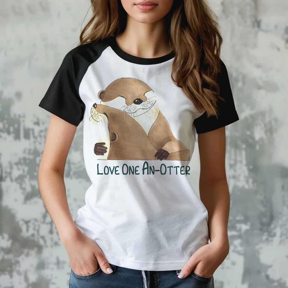 Otters t-shirts women Y2K top girl 2000s streetwear manga clothing