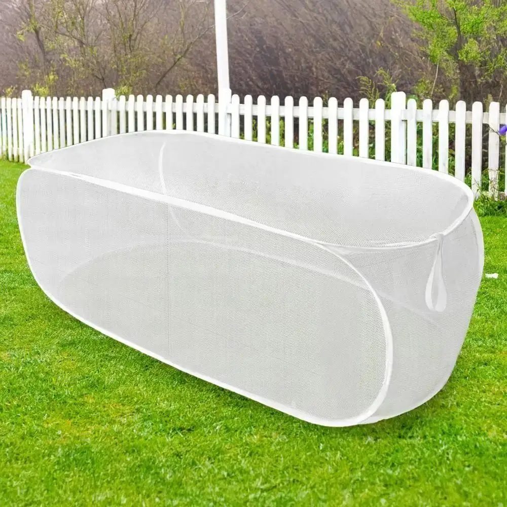 Foldable Plant Protection Netting Raised Beds Bird Control Garden Row Covers with Ground Stakes Mesh Plant Cage