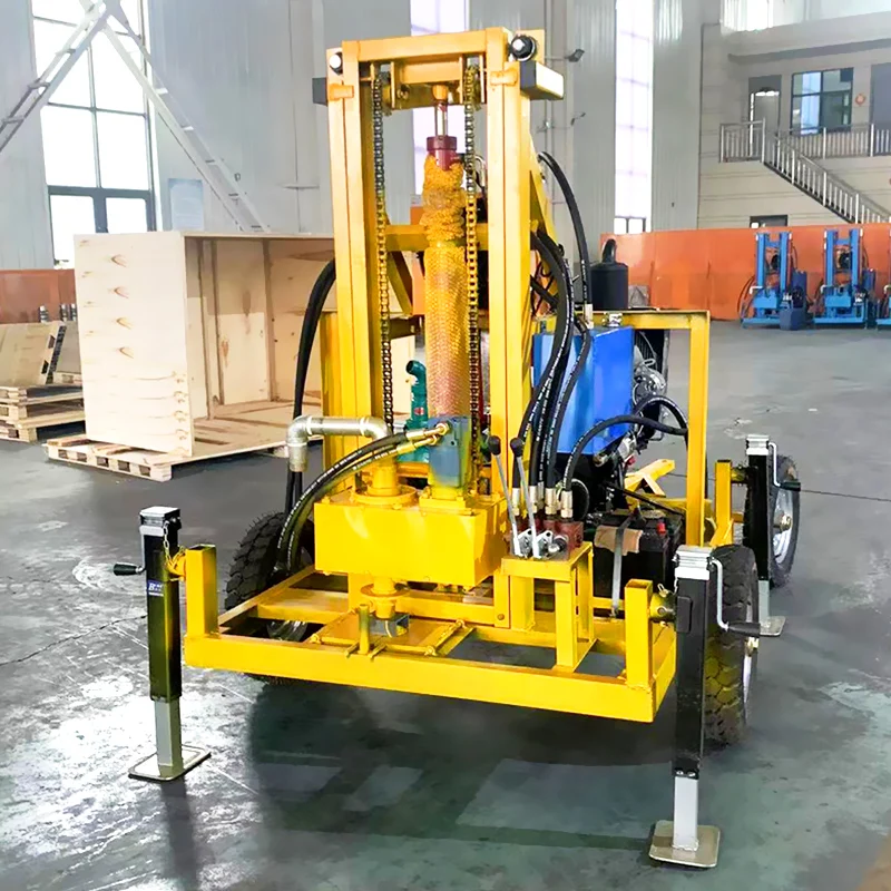 Customized Manual Outriggers 260m Borehole Well Drilling Machines Hydraulic 4 Wheeled Diesel Water Well Drilling Rig Machine
