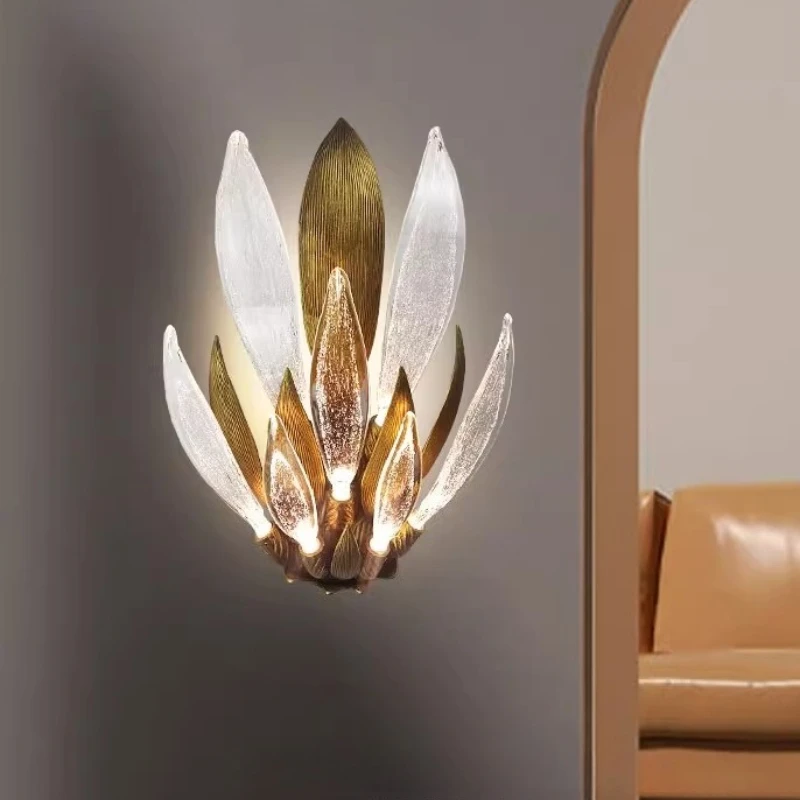 

Light Luxury All Copper French Style Wall Lamps Designer Art Dandelion LED Sconce Parlor Hotel Villa Atmosphere Adorn Luminaires