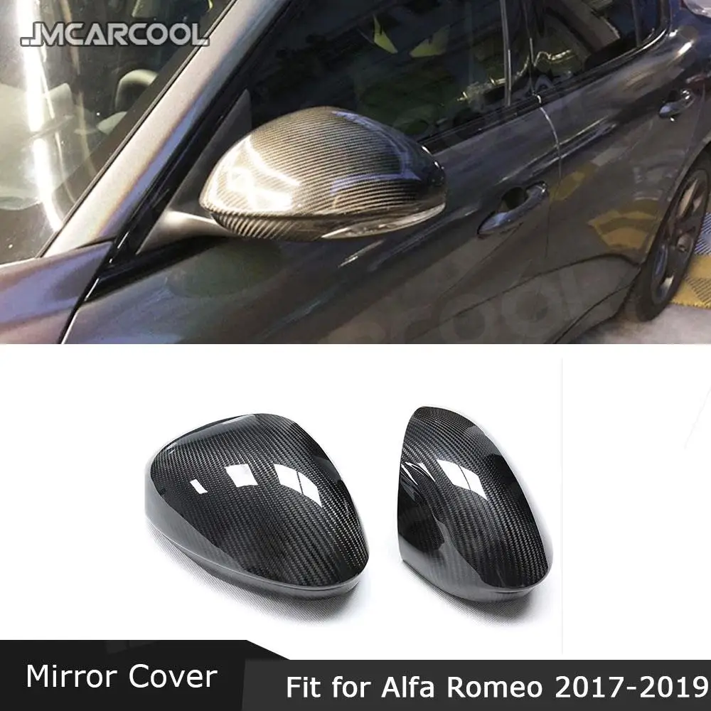 

JMCARCOOL Dry Carbon Fiber Material Side Mirror Cover For Alfa Romeo Giulia 2017 2018 2019 Auto Car Styling