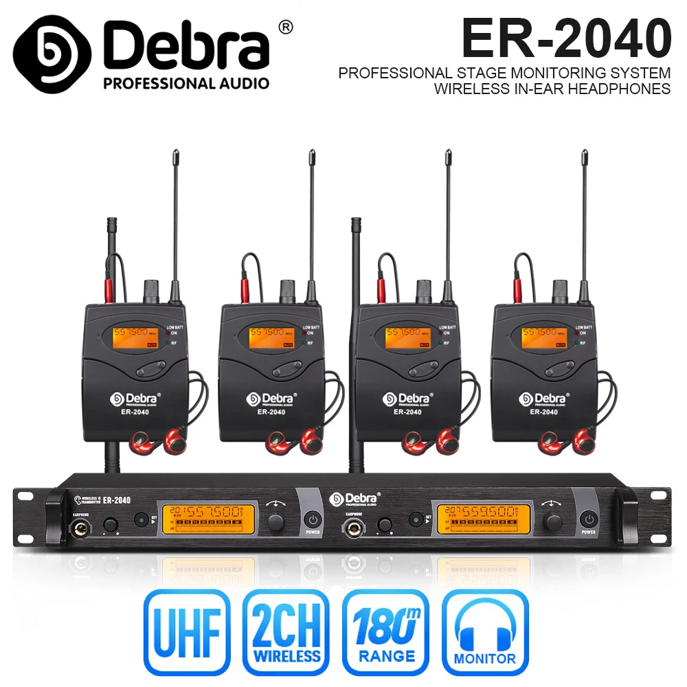 

ER-2040 Professional In-Ear Wireless Monitor System with UHF Receiving Distance 180m for Stage Performance, Outdoor Singing