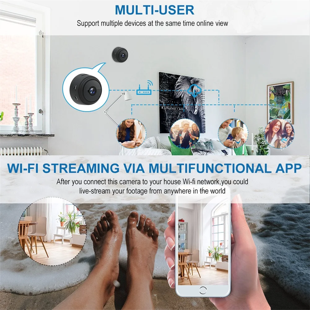 A9 WiFi Mini Camera High Definition 1080P 140° Wide Angle Motion Detection Remote Monitoring Home Security Surveillance Camera