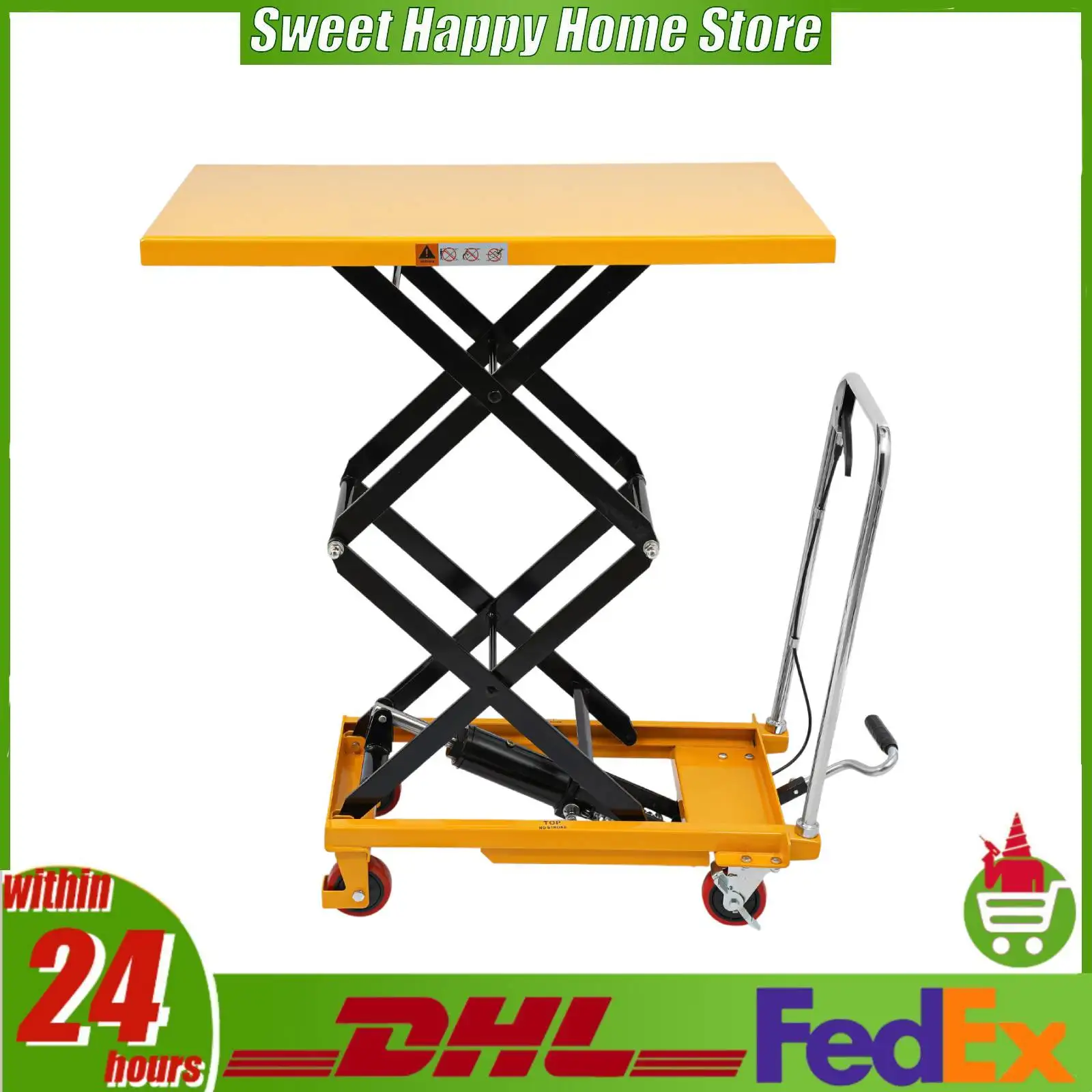 

770LBS Hydraulic Scissor Lift Table, Mobile Height Adjustable Lift Cart with Lock Wheels for Material Handling