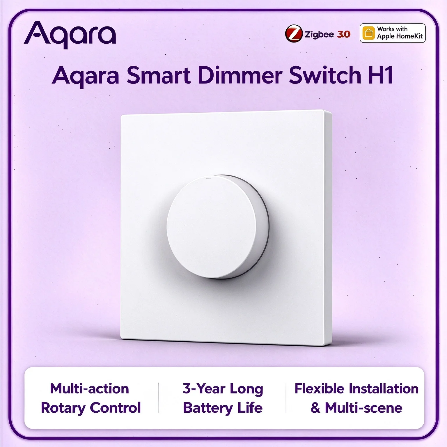 Aqara H1 Zigbee 3.0 Smart Rotary Knob Switch Wireless Dimmer Light Dimming Curtain Control Multi-scene Apple HomeKit Supported