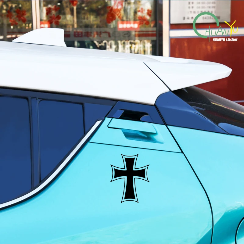 for Iron Cross Car Stickers Creative Sunscreen Occlusion Scratch Decals Waterproof Die Cut Refrigerator Car Accessories