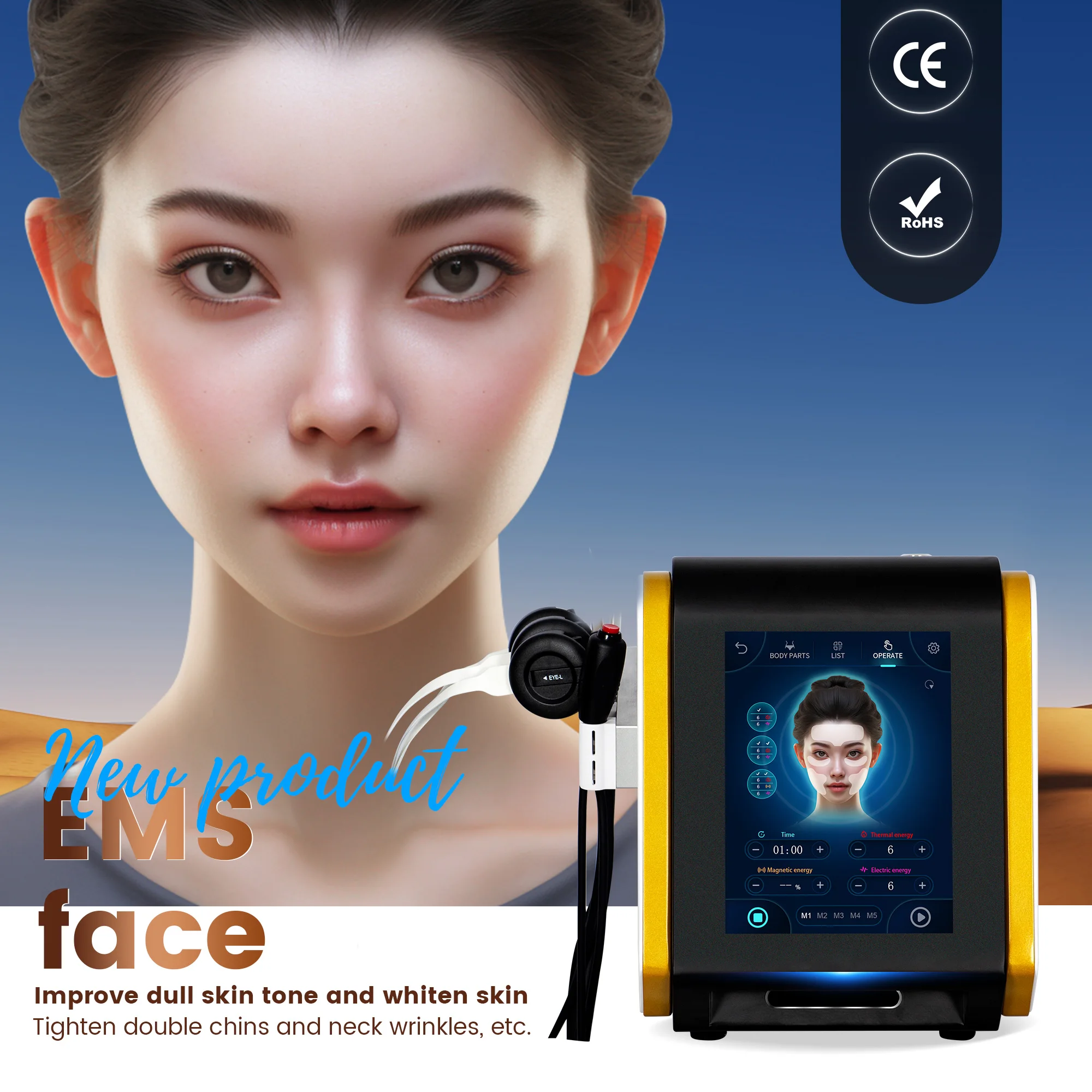 

2025 EMS Professional Facial Electrostimulation PEFACE Sculpt Face Pads Massager Device Ems RF Face Lifting Machine portable