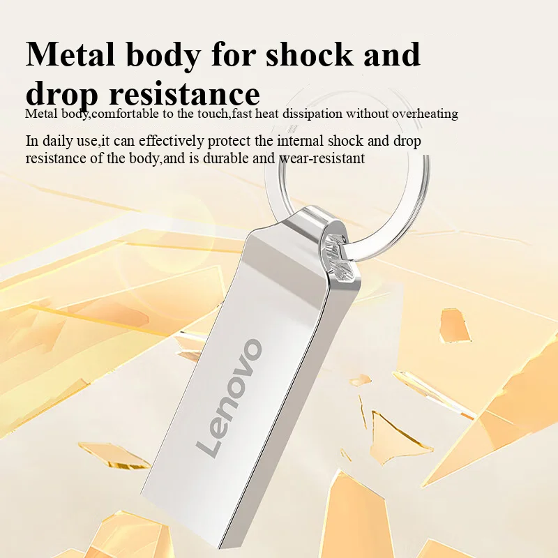 محرك أقراص فلاش USB للتخزين المحمول من لينوفو، مضاد للفقدان، صغير، جسم معدني