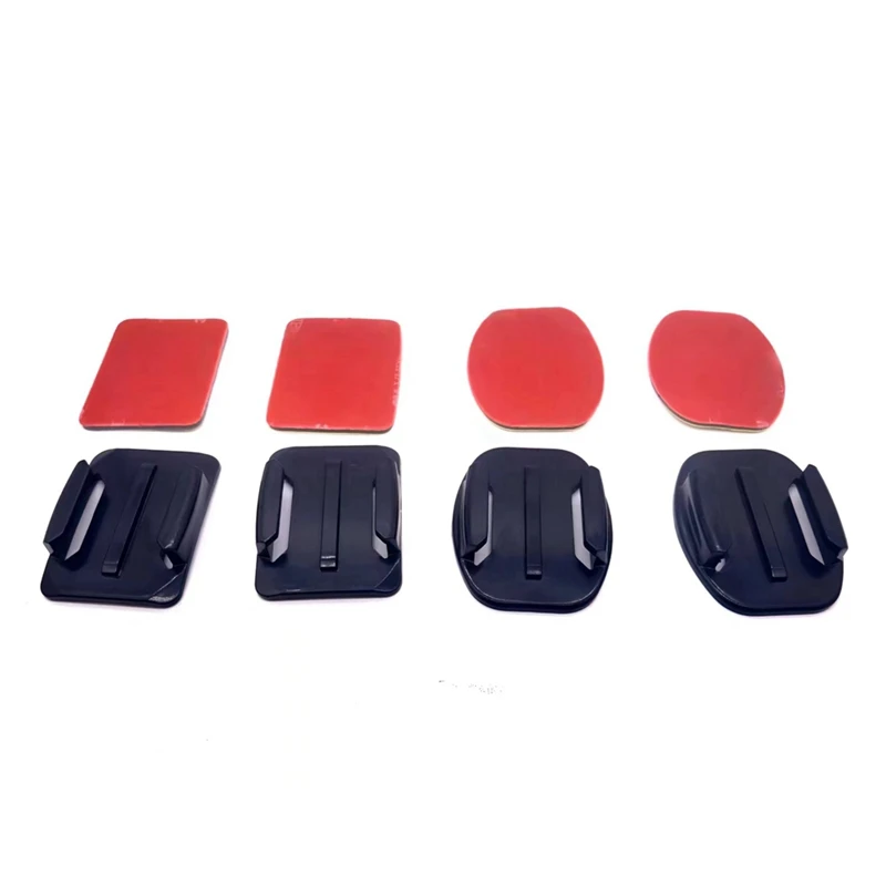 4Pcs Set For Gopro Hero 8/7/6/5 Helmet Accessories Small Ant Flat Curved Base Shangou Adhesive (With Stickers)