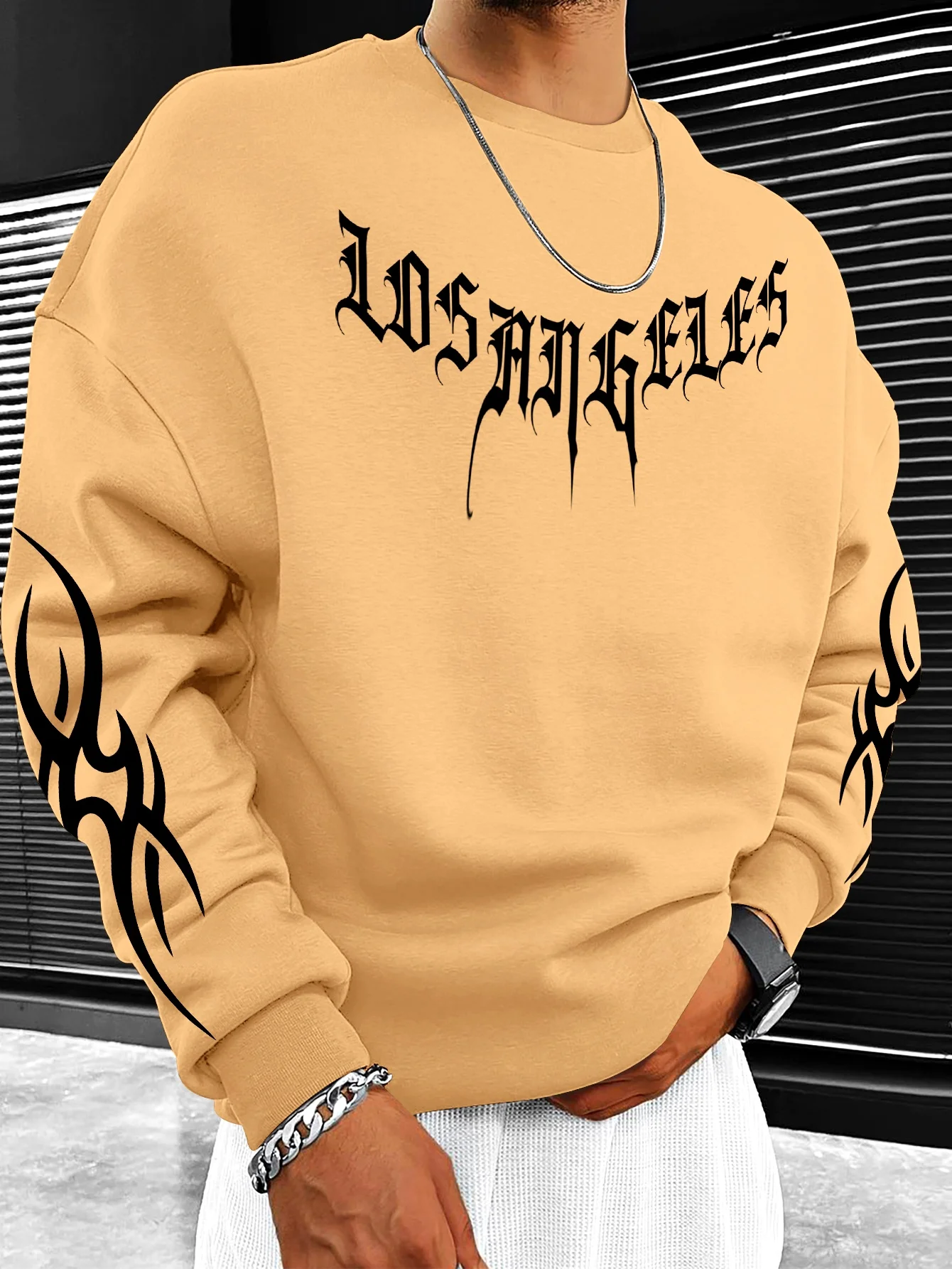 تي شيرت رجالي جديد بأكمام طويلة لربيع وخريف 2025 ملابس رجالية غير رسمية للتزلج على الجليد مطبوع عليها حروف الشارع #1