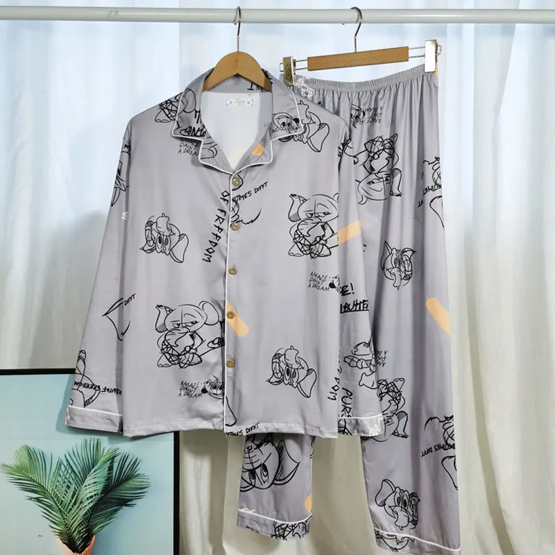 Pijama masculino de manga comprida com decote em v, loungewear xadrez macio, algodão, moda casual, roupas de menino, novo, primavera, outono, 2 peças por conjunto, 2024