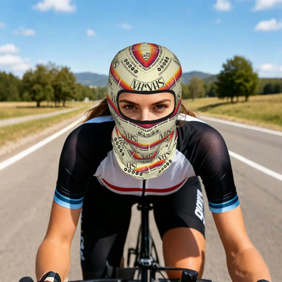 VHS The Future Is Here 1976 Worn Out Lts Thin Balaclava Full Face Mask Sun Protection Neck Gaiter For Motorcycle Cycling Fishing