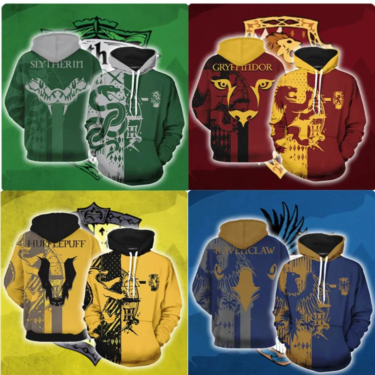 Harryy Potter Cosplay Gryffindor Sweatshirt Fall Winter Hoodie Sweatshirt Slytherin Hufflepuff Ravenclaw Novelty Anime Costume