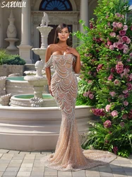 Luxury Off the Shoulder Evening Dress Crystals Beaded Prom Customized Elegant Floor-length Bridal Dresses Vestidos De Novia