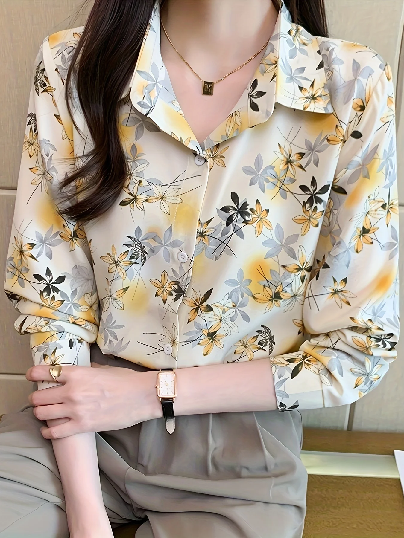 New Arrival Women\'s Blusa Mujer for Spring Autumn Fashion Trendy Print Ladies\' Button-Down Shirt for Work and Casual