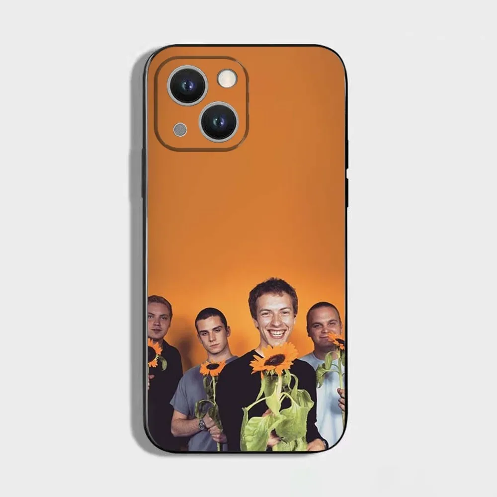 Moon Music Coldplay Band Phone Case For iPhone 16,15,14,13,12,11 Plus,Pro Max,XS,X,XR,SE,Mini,8,7,Soft Silicone Black Cover