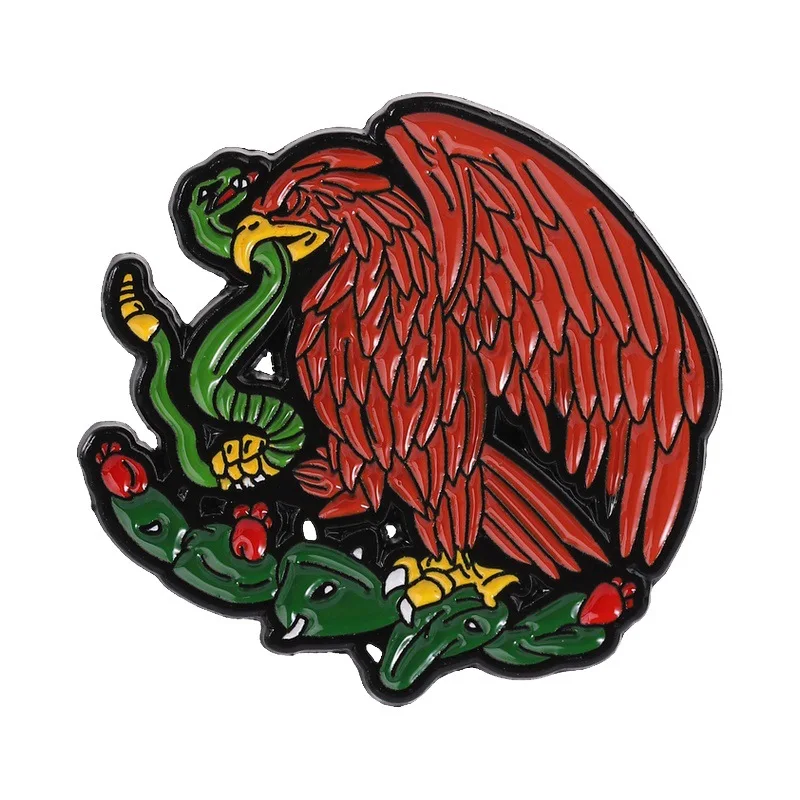 Mexican national emblem style badges Retro eagle-scorpion cactus-shaped alloy pins Accessory for clothing bags, gift for friends