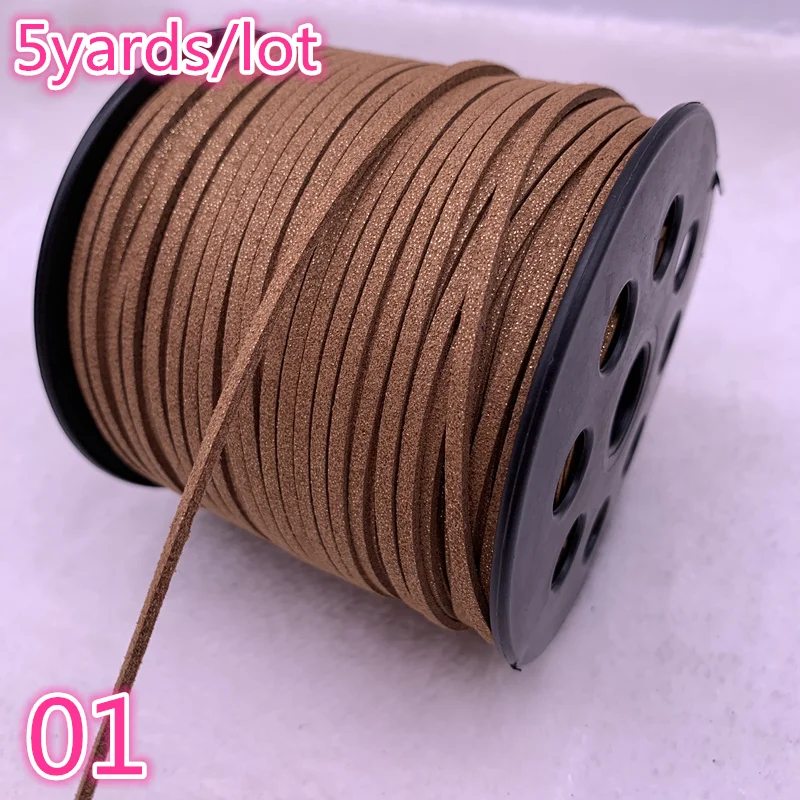 New 5yards/lot 3mm Flat Faux Suede Braided Cord Korean Velvet Leather Handmade Beading Bracelet Jewelry Making String Rope