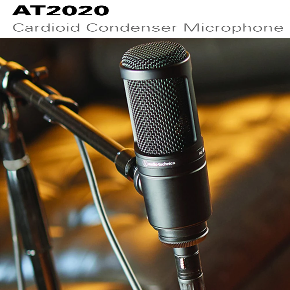 

AT2020 audio-technical Professional Audio Wired Cardioid Condenser Microphone for Pro Studio Live Recording Gaming Live Singing