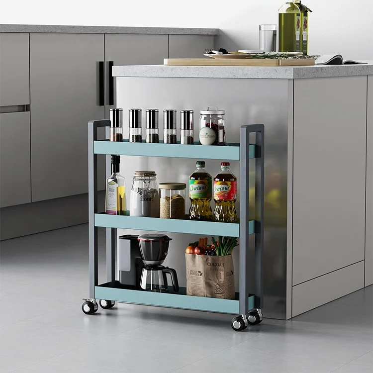 

Home New Design Storage Rack Kitchen Display Rack Shelf with Wheels Kitchen Organizer Shelf