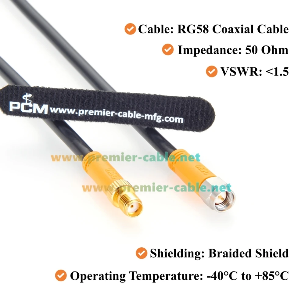SMA-Verlängerungskabel (Stecker auf Buchse) 50 Ohm RG58 HF-Koaxial-Antennenverlängerungskabel für Amateurfunk, GPS, WLAN, 4G LTE, FPV – Detail 3