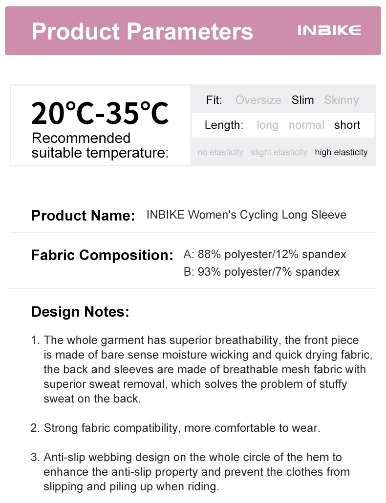 INBIKE Neues Damen-Fahrradtrikot für Frühling und Sommer, dünn, langärmlig, atmungsaktiv, professionelles Rennrad-Oberteil mit drei Rückentaschen – Detail 2