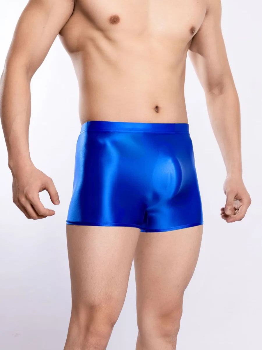

Блестящие глянцевые гладкие шорты-боксеры больших размеров, высокая эластичность, прозрачные сексуальные унисекс, тонкие мужские горячие сексуальные шорты, новинка 2025 года 02IP
