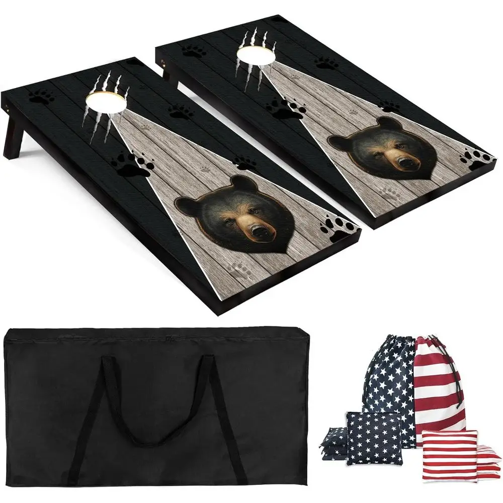 

Cornhole Board Set 4x2 Regulation Size Cornhole Set with Carrying Bags & 8 Bean Bags Corn Hole Boards Bean Toss Game or Adults a