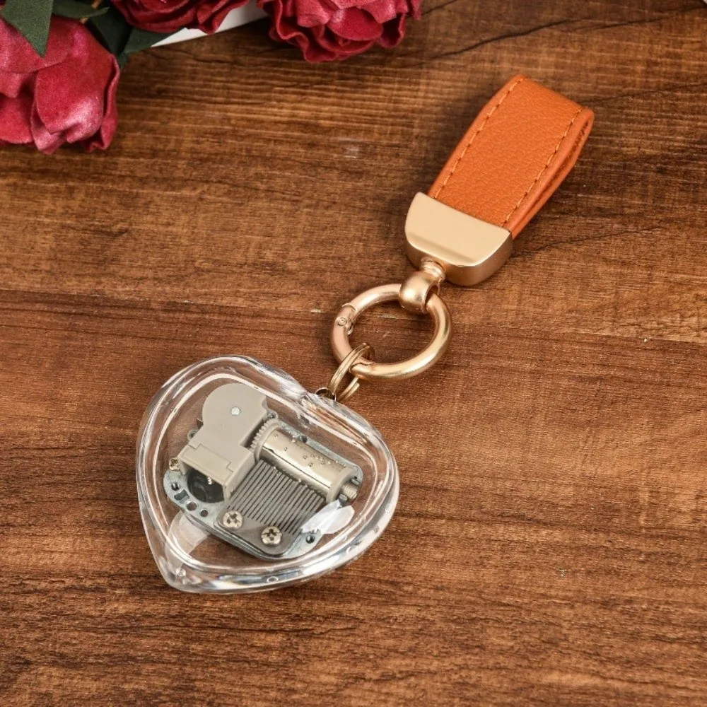 Mini Acrylic Music Box Keychain Multicolored Handy Crank Mini Music Box Mechanical Movement Musical Instrument Keychain Gifts