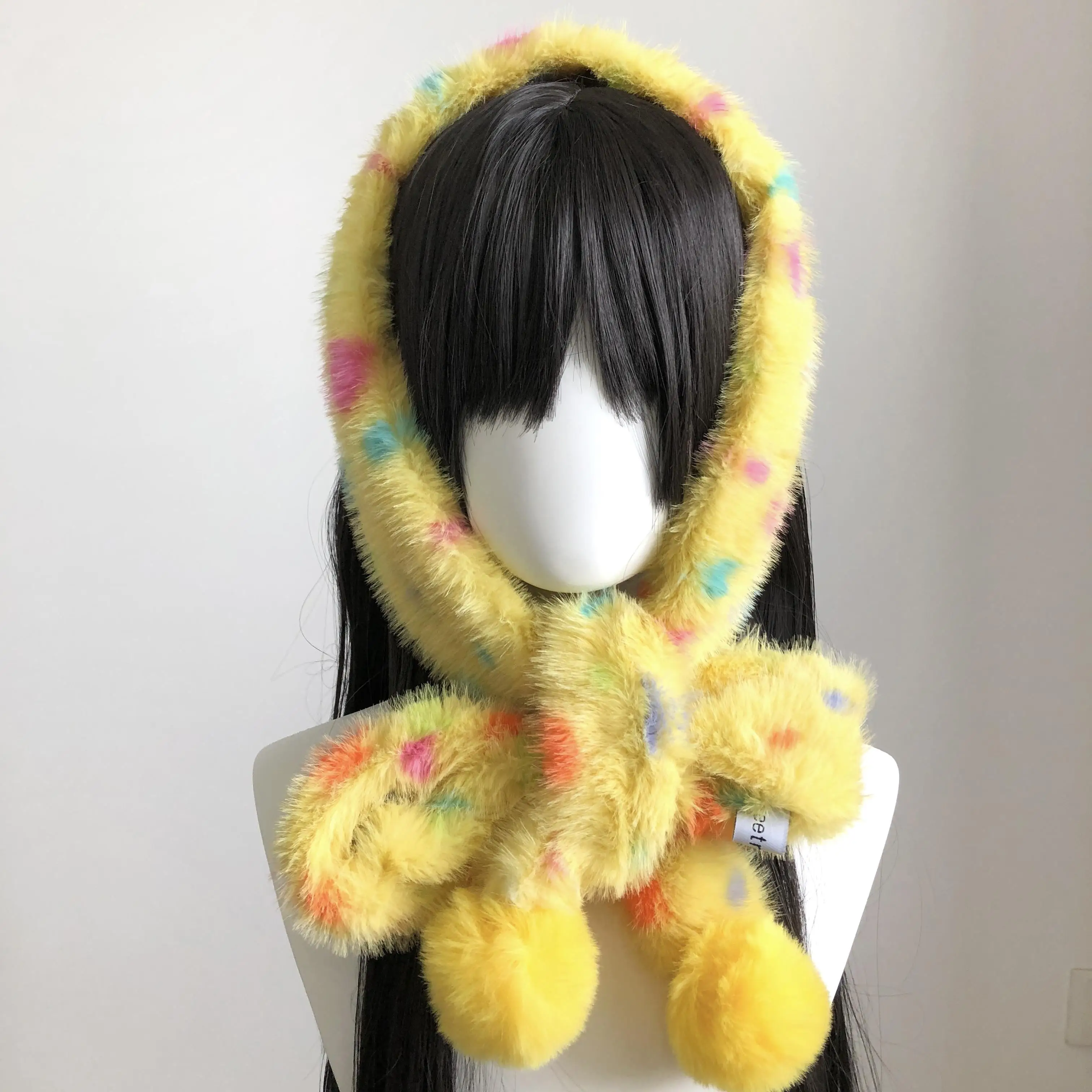 لطيف البولكا نقطة أفخم Y2K شعري وشاح شووا الرجعية Ins نمط كاندي الألوان وشاح ناعم الشتاء ملابس قطنية سترة اكسسوارات