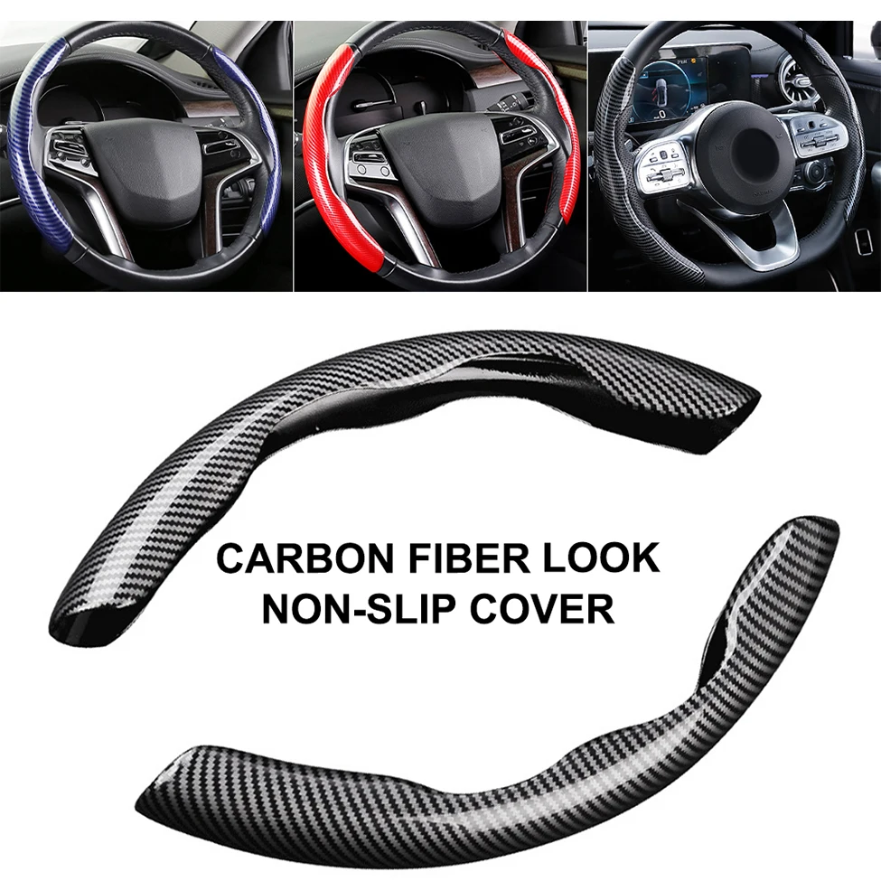 Universal Carbon Steering Wheel Cover For Tesla Model3 ModelY 38cm Ultra-thin Non-slip Anti-Skid Auto Sport Handle Type D Halves