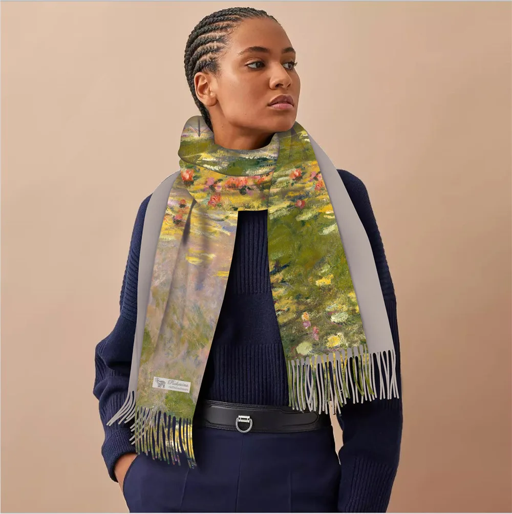 

Французская весенняя шаль с художественным винтажным узором 200x70 см, шарф из искусственного кашемира, мягкий, приятный для кожи, для офиса