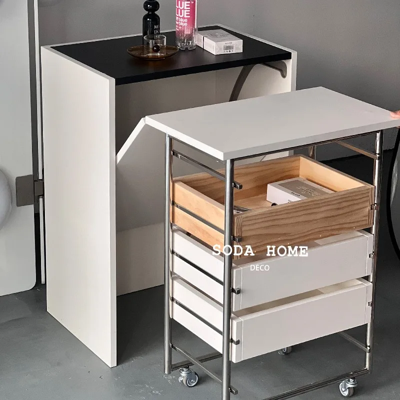 Medieval solid wood folding table Multifunctional invisible bedside table Learning Office Desk for Bedroom Study furniture