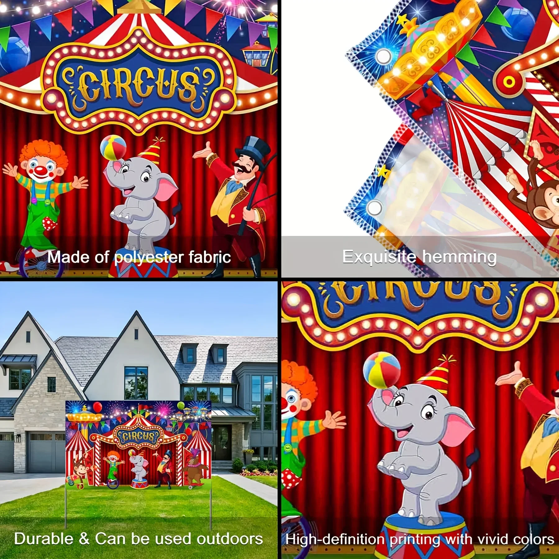 Red Carnival Circus Polyester Photography Background Colorful Fireworks Sky Ferris Wheel Party Photography Background tapestry