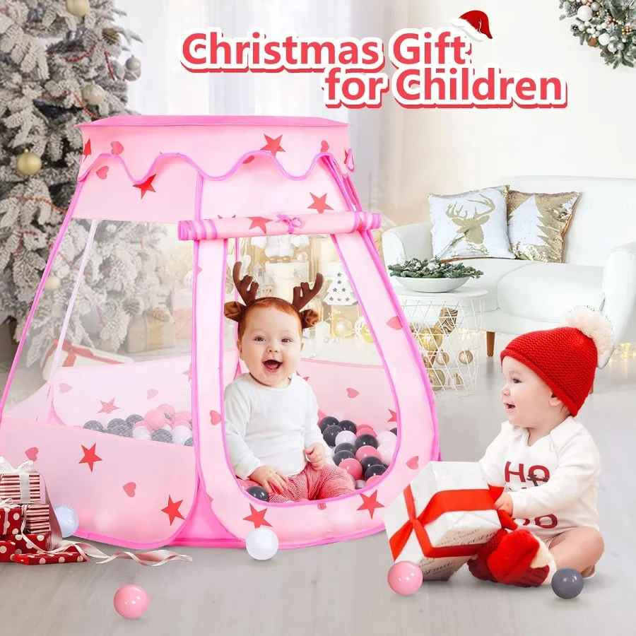 Poteau à balles pour bébé avec 50 balles, tente de jeu Pop-Up pour filles, jouets de princesse pour maison de jeu intérieure et extérieure avec transport Ba