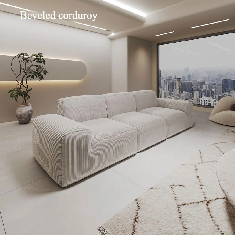 Modern Luxury Living Room Sofa Sectional Set Furniture l Shape 2 3 Seater Corduroy Compression Boneless New Designs for Sale