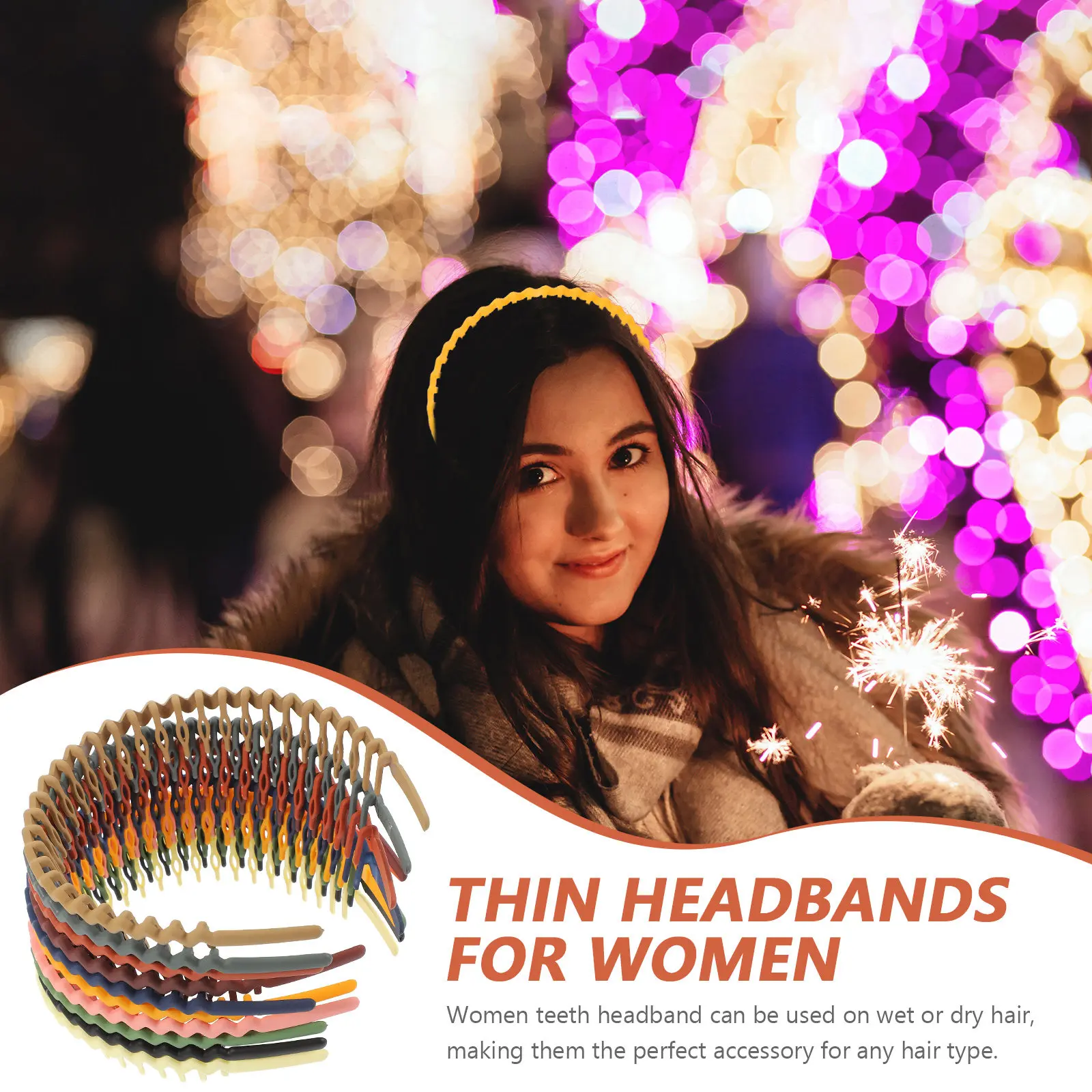 10Pcs Plastic Hair Bands with Teeth for Women Essential Headbands Stylish Comfortable Non-Slip Comb Headband for Thick