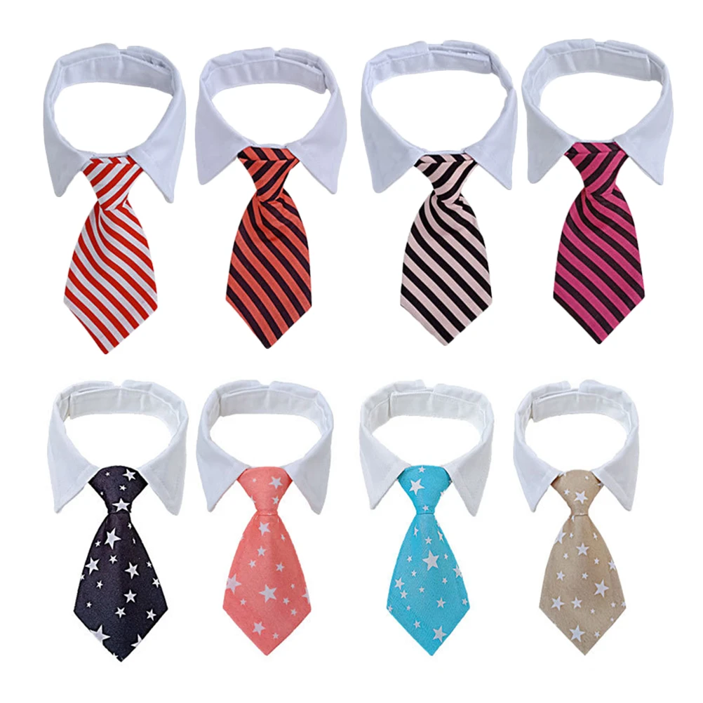 

8Pcs Dog Necktie Striped Adjustable Collar Tie Wedding Party Puppy Accessories Size Necktie Dog Tie